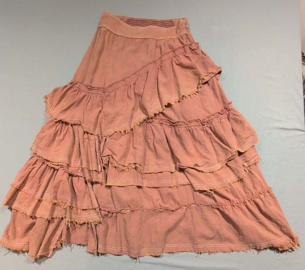 Blue Velvet Dusty Rose Tiered Ruffled Midi Skirt Size Small